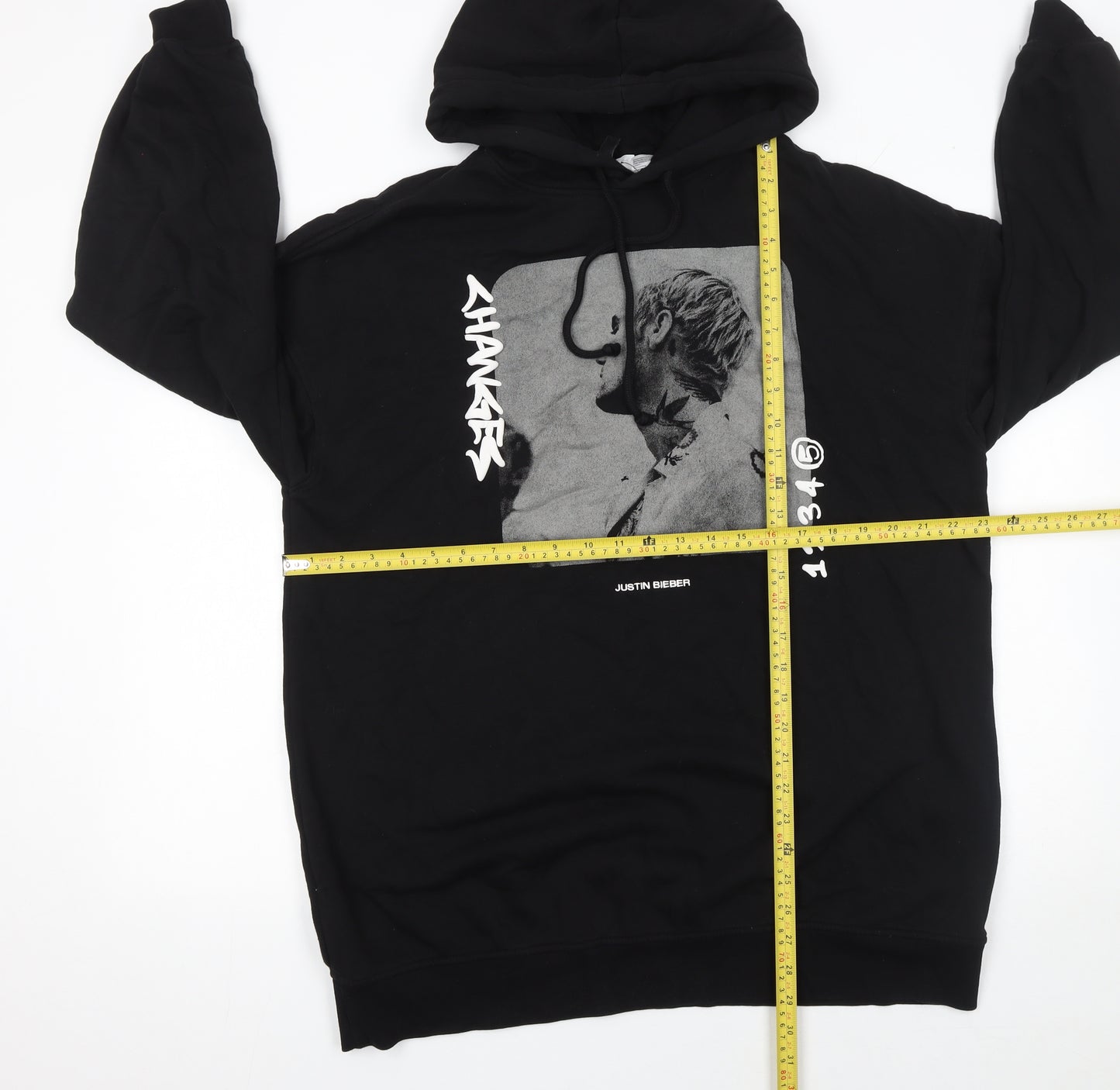 Justin Bieber Women's Black Small Pullover Hoodie Graphic Print