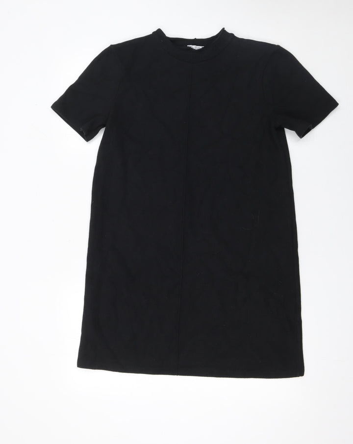 Zara Womens Black T-Shirt Dress Size 12 Short Sleeve Casual