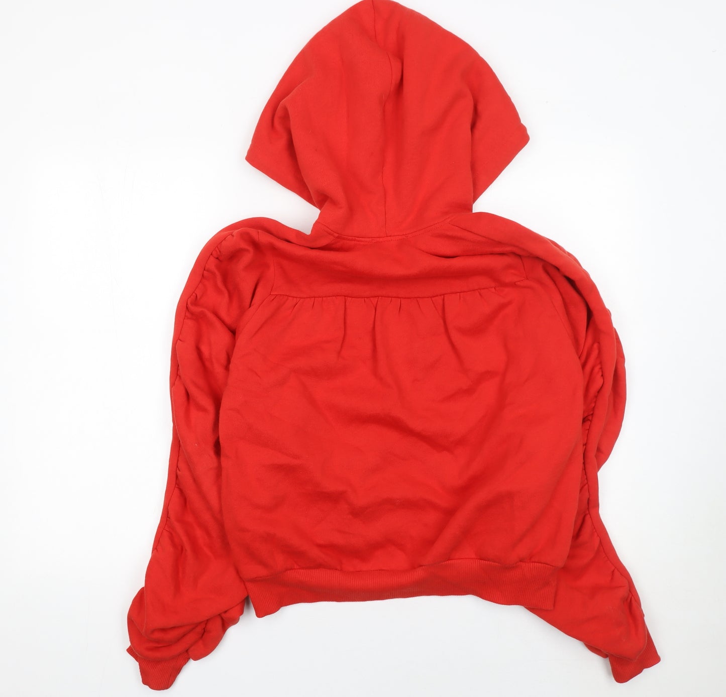 Zara Women Red Pullover Hoodie Cotton Medium Relaxed Fit