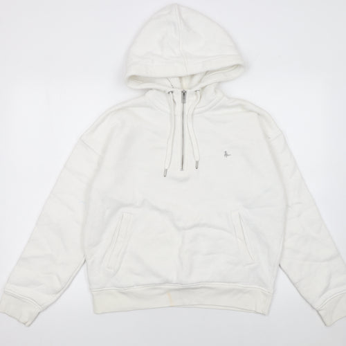 Jack Wills Womens White Half Zip Hoodie Size 12 Cotton Blend