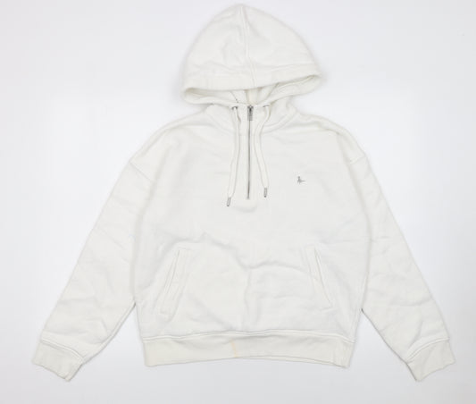 Jack Wills Womens White Half Zip Hoodie Size 12 Cotton Blend