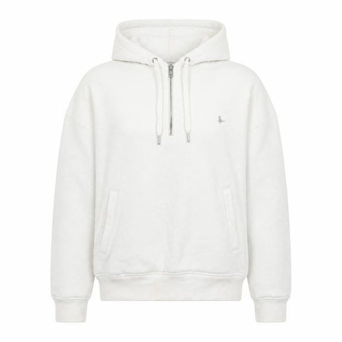 Jack Wills Womens White Half Zip Hoodie Size 12 Cotton Blend