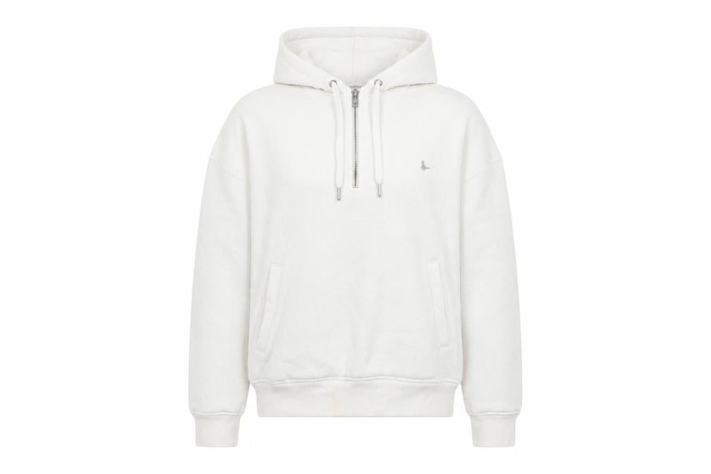 Jack Wills Womens White Half Zip Hoodie Size 12 Cotton Blend