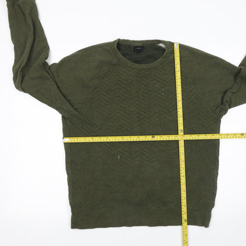 H&M Mens Green Crew Neck Pullover Sweatshirt Size L Cotton Blend