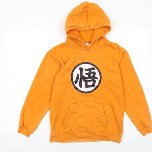 Just Hoods Boys Orange Anime Graphic Pullover Hoodie XL 12-13 Years