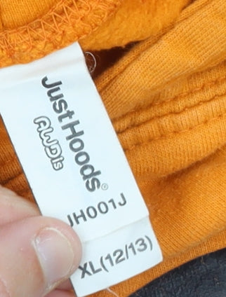 Just Hoods Boys Orange Anime Graphic Pullover Hoodie XL 12-13 Years