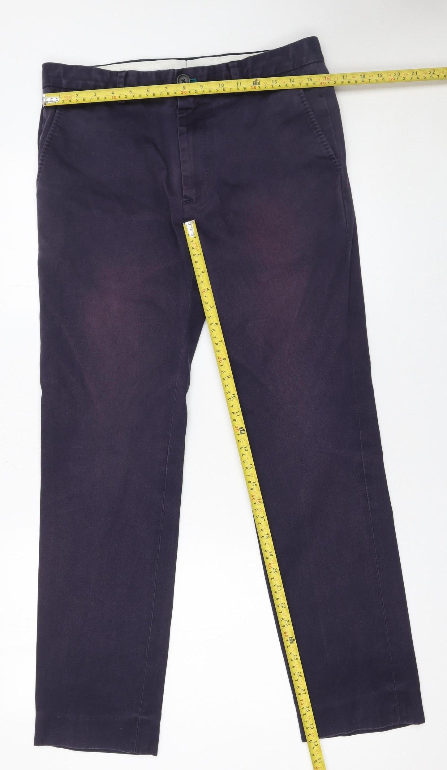 Paul Smith Mens Navy Blue Chino Trousers Size 32 Cotton Blend