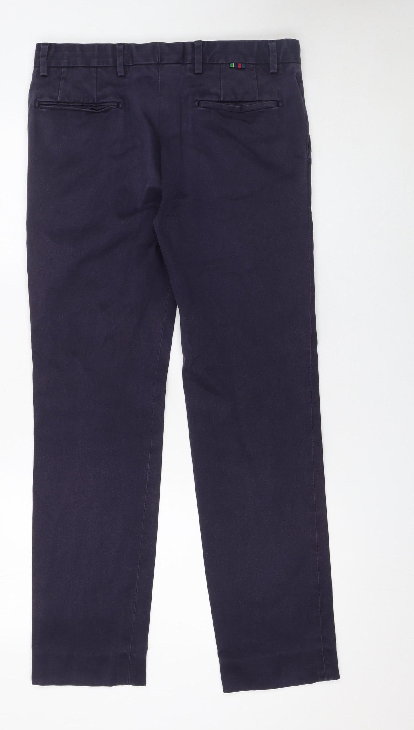 Paul Smith Mens Navy Blue Chino Trousers Size 32 Cotton Blend