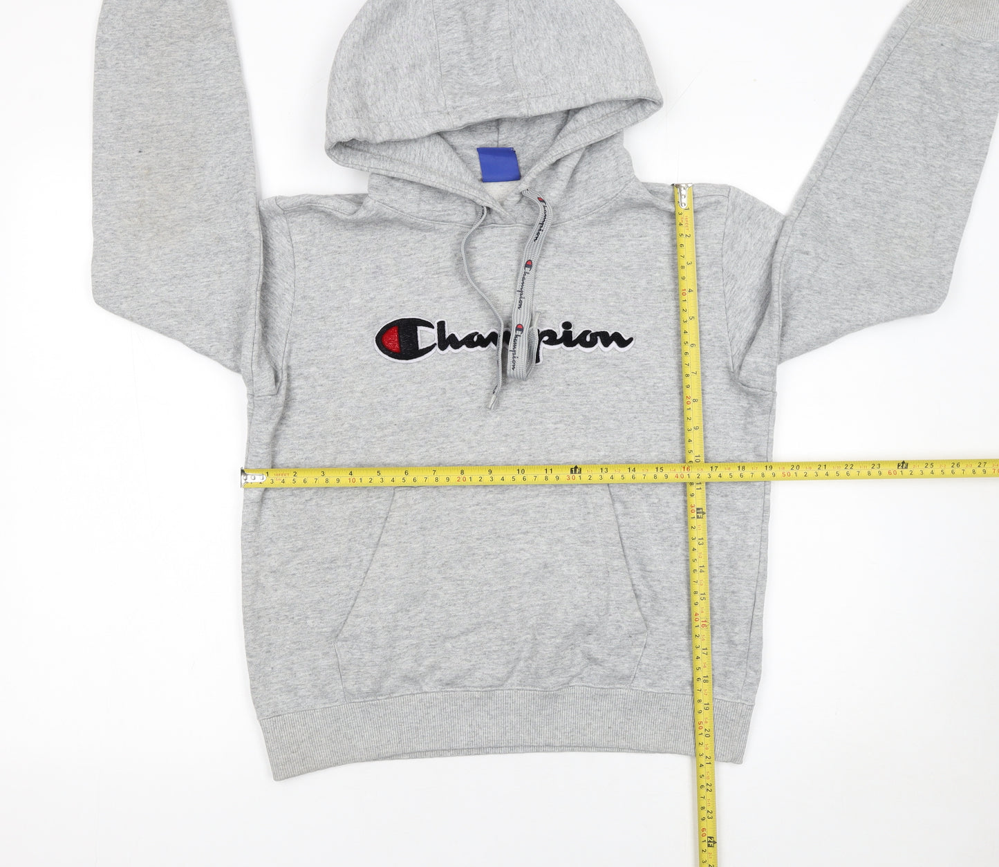 Champion Womens Grey Pullover Hoodie M Cotton Blend Logo Casual