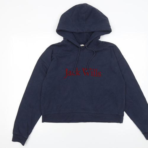 Jack Wills Women's Navy Blue Pullover Hoodie Size 8 Cotton Blend