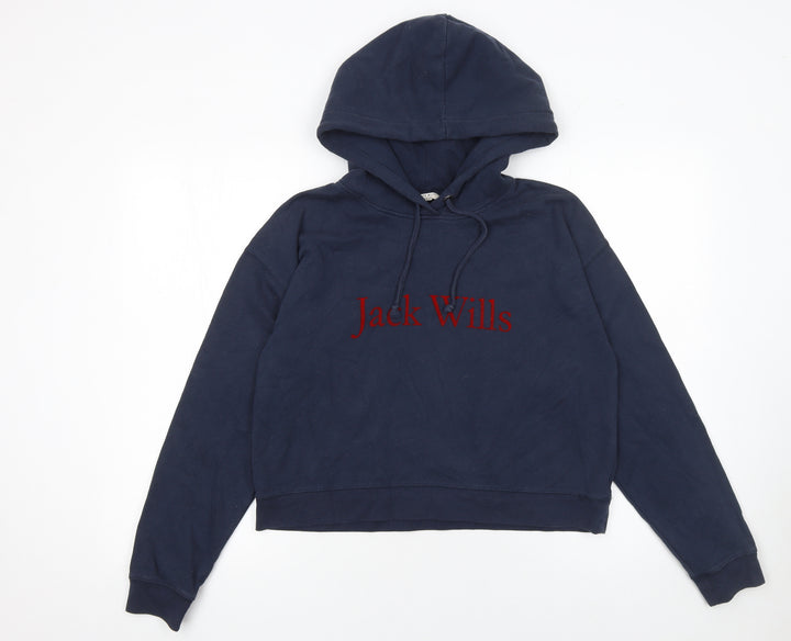 Jack Wills Women's Navy Blue Pullover Hoodie Size 8 Cotton Blend