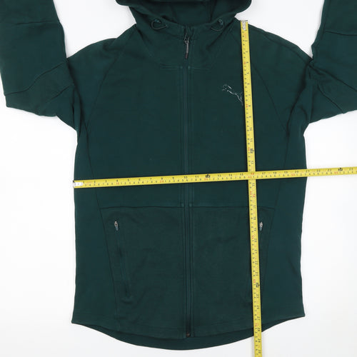 Puma Men's Green Full Zip Hoodie Size L Breathable Sportswear