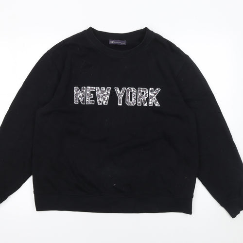 Marks and Spencer Womens Black Medium Sequin New York Sweatshirt