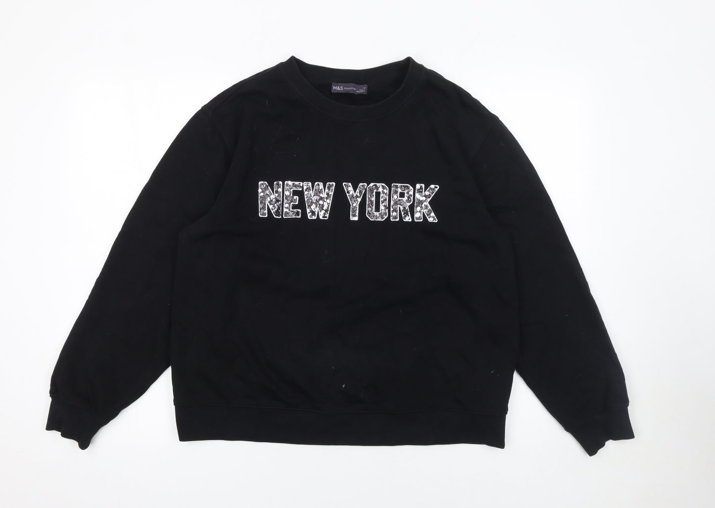 Marks and Spencer Womens Black Medium Sequin New York Sweatshirt