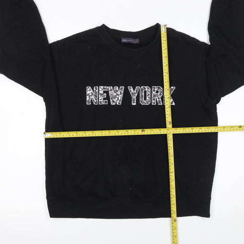 Marks and Spencer Womens Black Medium Sequin New York Sweatshirt
