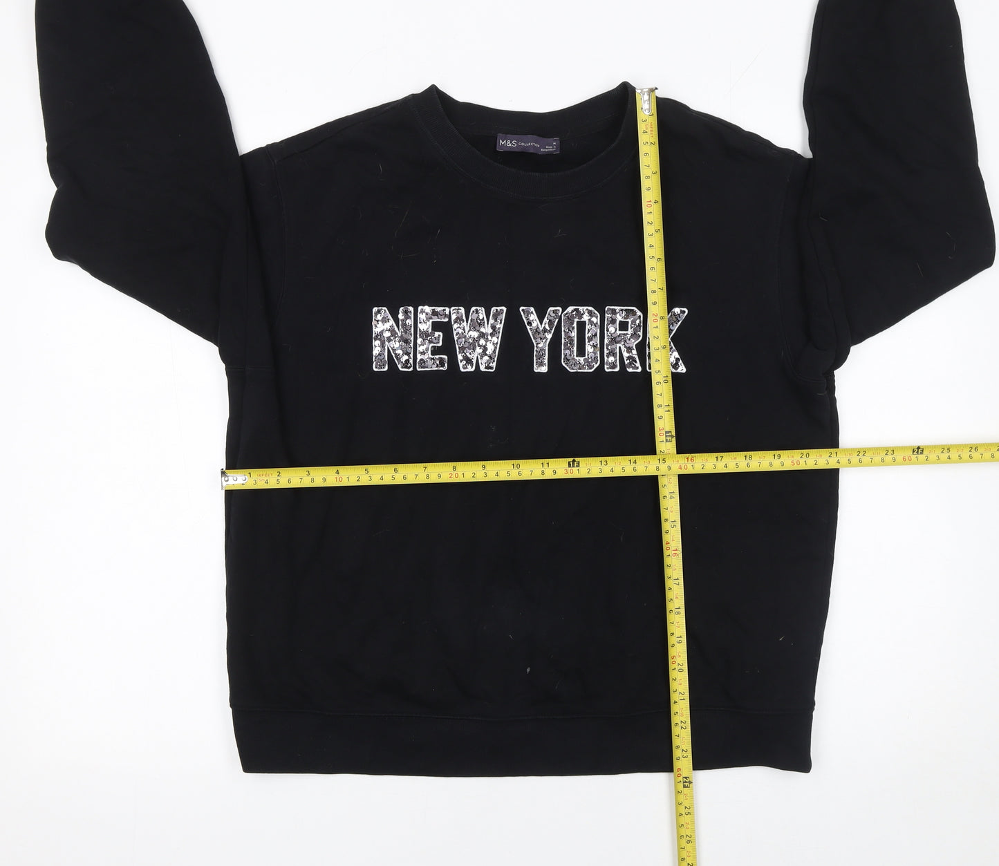 Marks and Spencer Womens Black Medium Sequin New York Sweatshirt