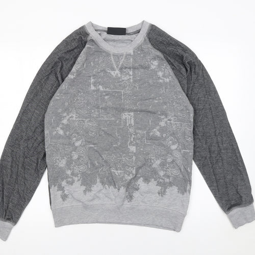 Damned Delux Men’s Grey Graphic Print Pullover Sweatshirt M