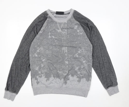 Damned Delux Men’s Grey Graphic Print Pullover Sweatshirt M