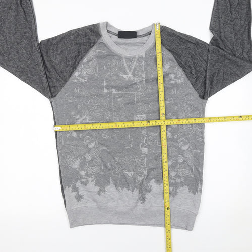 Damned Delux Men’s Grey Graphic Print Pullover Sweatshirt M