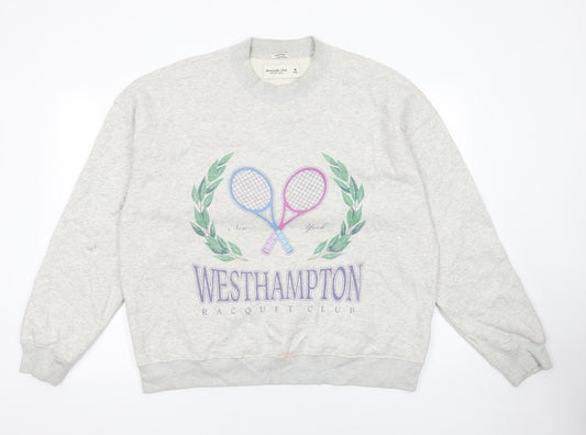 Abercrombie & Fitch Womens Grey Oversized Pullover Sweatshirt M