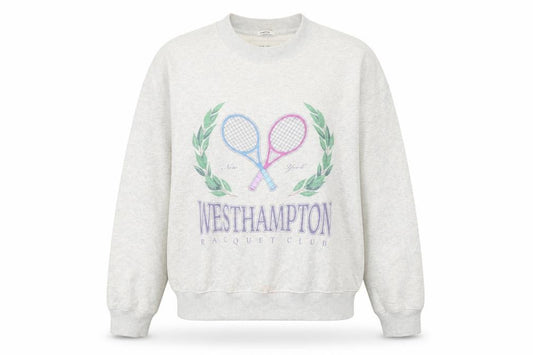 Front view of Abercrombie & Fitch women’s grey oversized pullover sweatshirt m