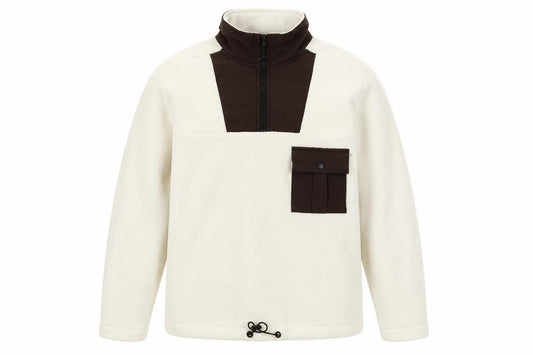 Front view of Another Influence Women’s Beige Fleece 1/4 Zip Pullover Sweatshirt S