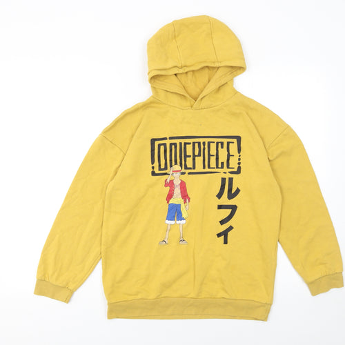 One Piece Boys Yellow Pullover Hoodie 11-12 Years Anime Graphic Cotton Blend