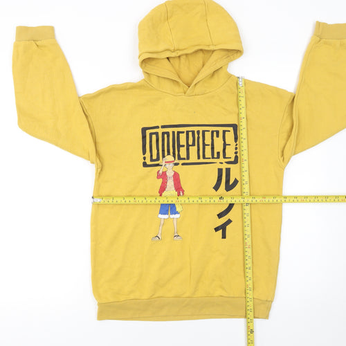 One Piece Boys Yellow Pullover Hoodie 11-12 Years Anime Graphic Cotton Blend
