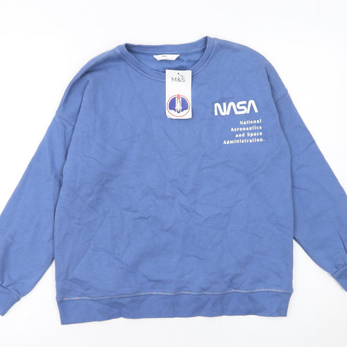 Marks and Spencer Boys Blue NASA Crew Neck Pullover Sweatshirt 10 Years