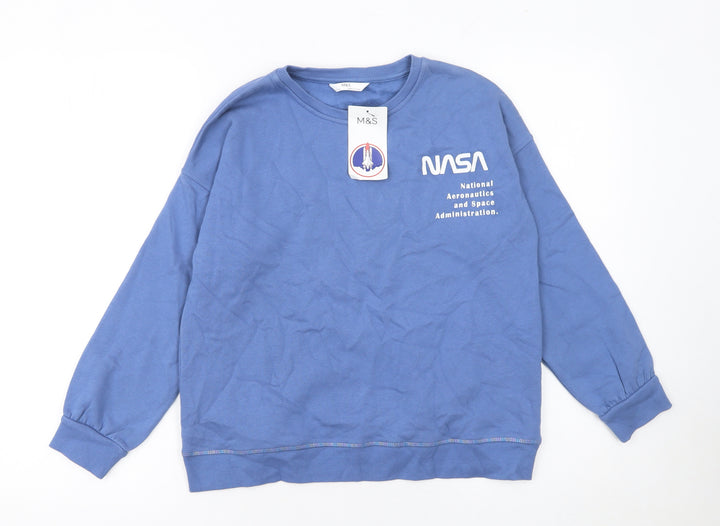 Marks and Spencer Boys Blue NASA Crew Neck Pullover Sweatshirt 10 Years