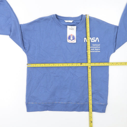 Marks and Spencer Boys Blue NASA Crew Neck Pullover Sweatshirt 10 Years
