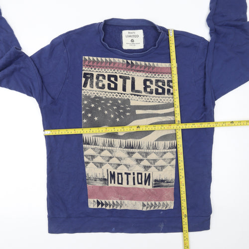 Denim 73 Men's Blue Graphic Print Pullover Sweatshirt Size L