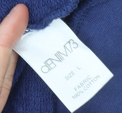 Denim 73 Men's Blue Graphic Print Pullover Sweatshirt Size L