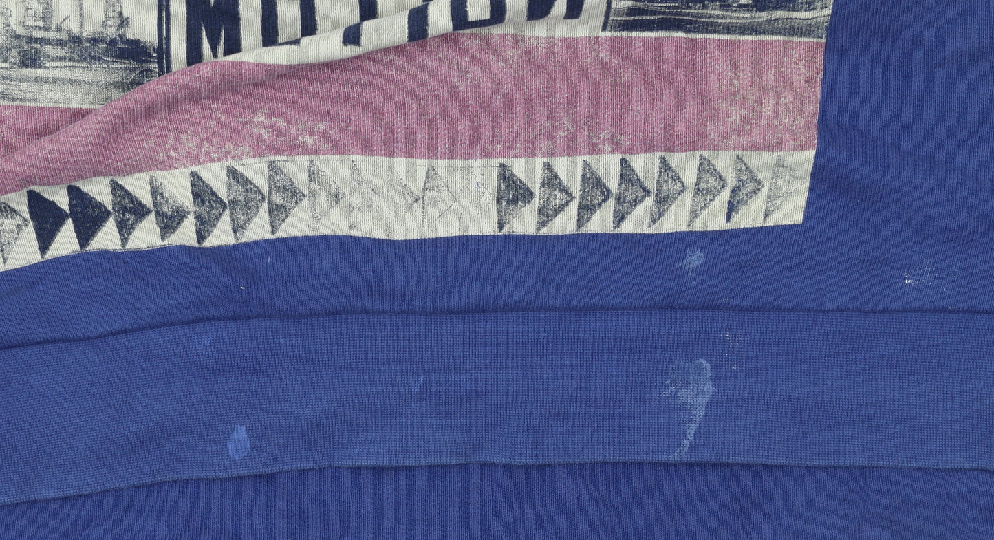 Denim 73 Men's Blue Graphic Print Pullover Sweatshirt Size L