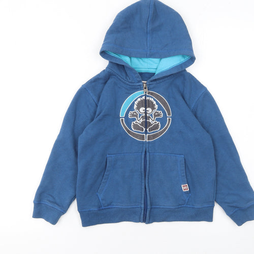 Saltrock Boys Blue Full Zip Hoodie 5-6 Years Logo Fleece Cotton Blend