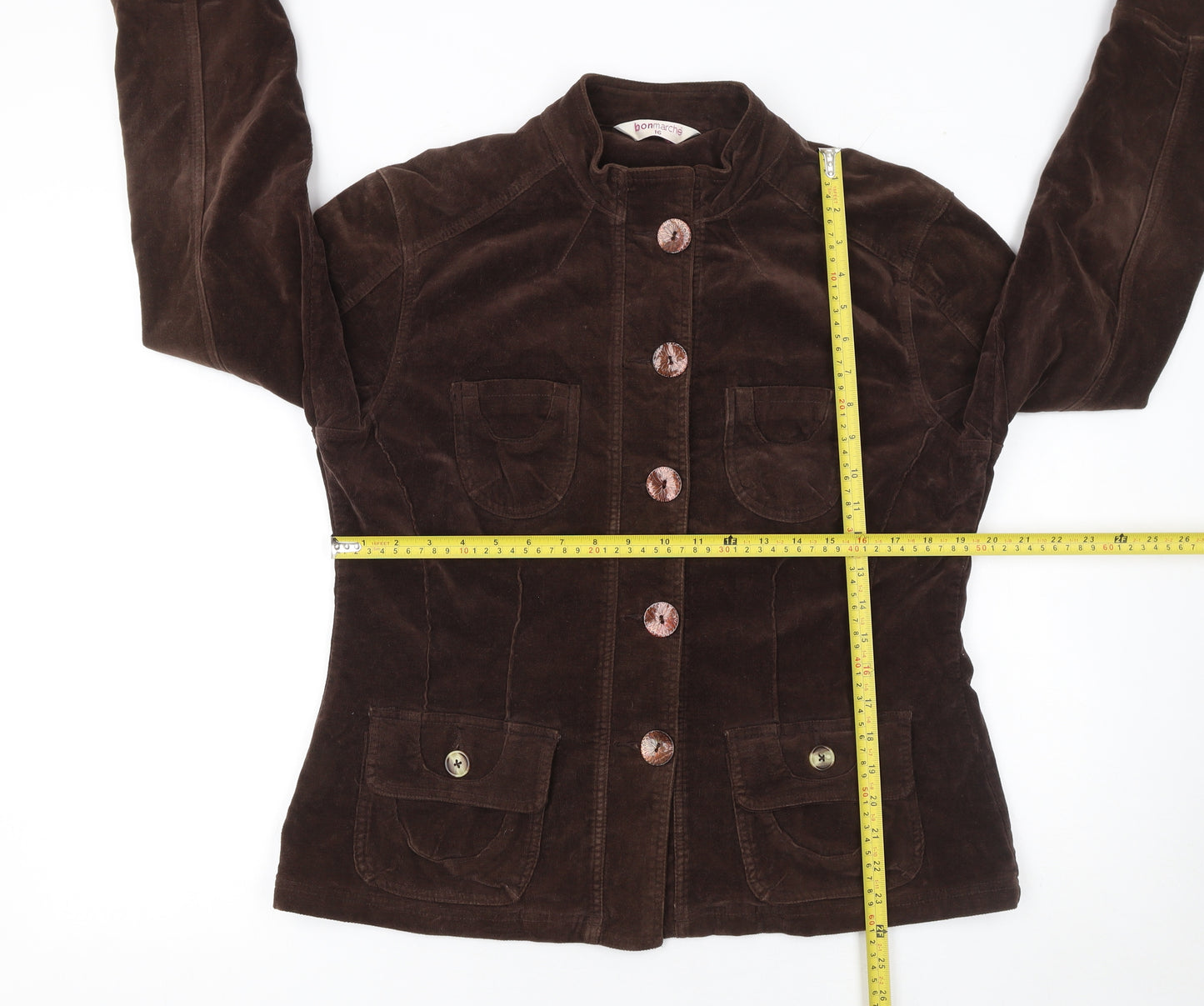 Bonmarché Women’s Brown Velvet Blazer Jacket Size 16 Single Breasted