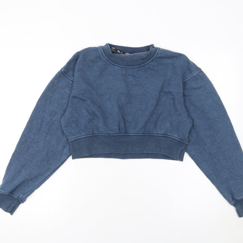 One Life Women's Blue Cropped Pullover Sweatshirt Size S