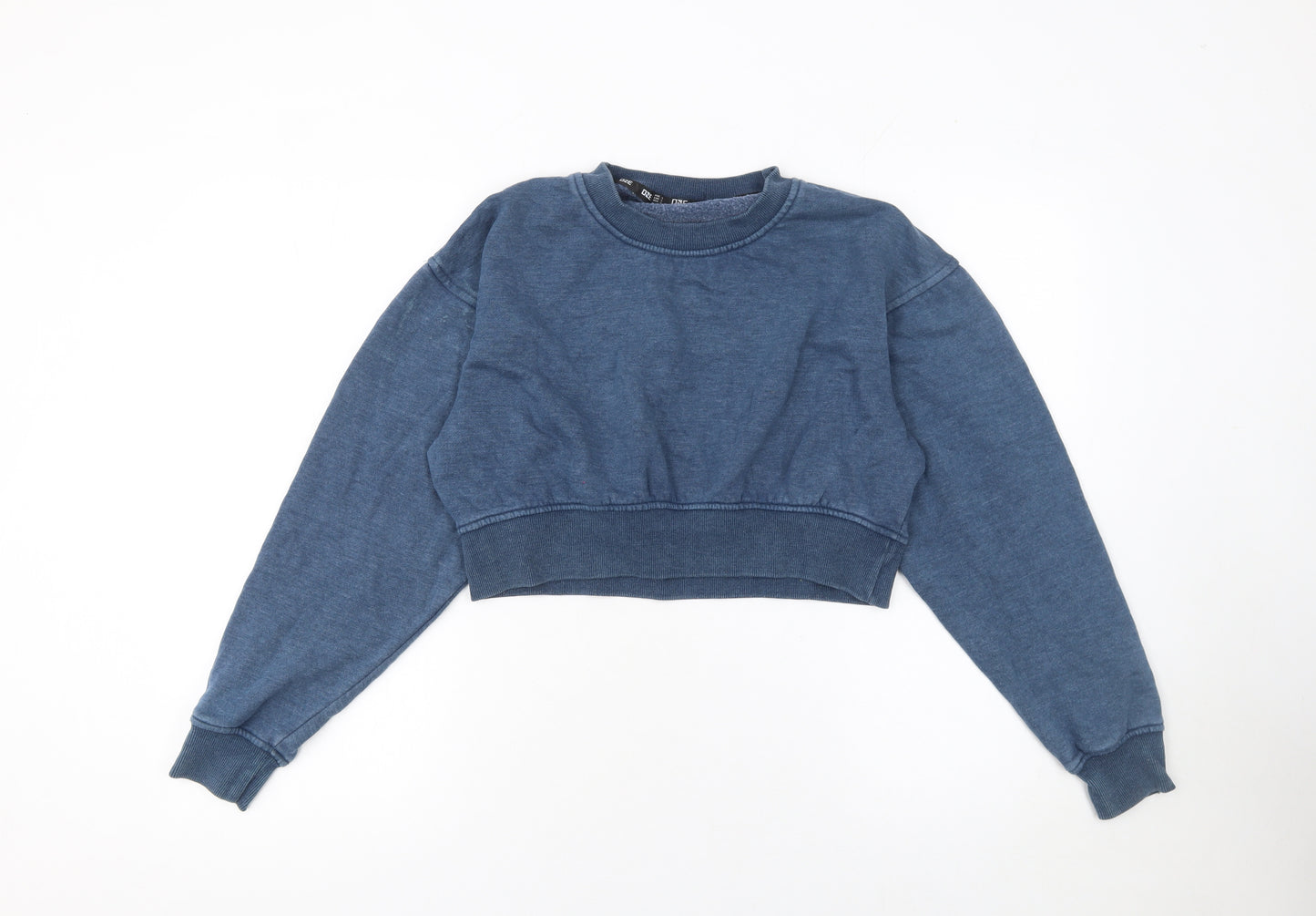 One Life Women's Blue Cropped Pullover Sweatshirt Size S