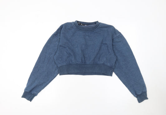 One Life Women's Blue Cropped Pullover Sweatshirt Size S