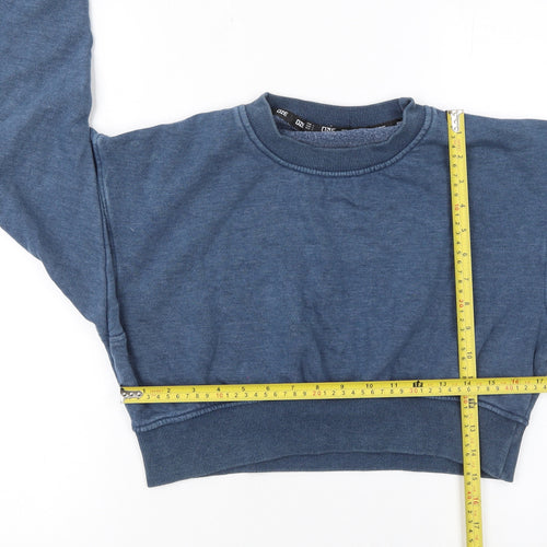 One Life Women's Blue Cropped Pullover Sweatshirt Size S