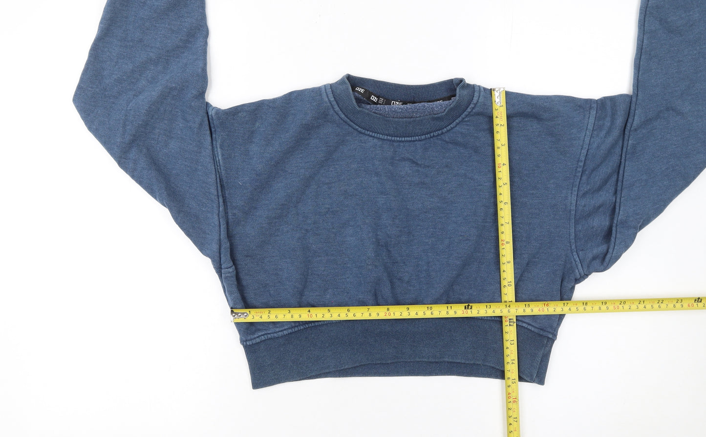 One Life Women's Blue Cropped Pullover Sweatshirt Size S