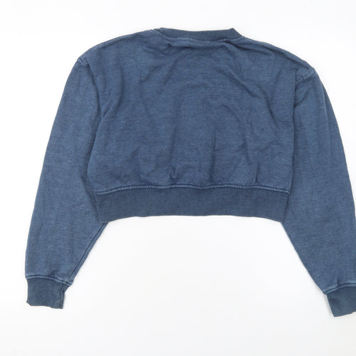 One Life Women's Blue Cropped Pullover Sweatshirt Size S