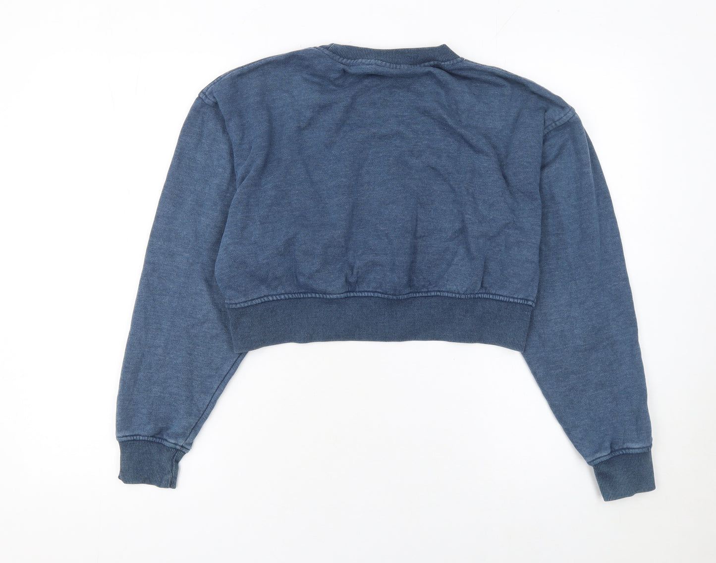 One Life Women's Blue Cropped Pullover Sweatshirt Size S