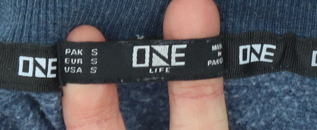 One Life Women's Blue Cropped Pullover Sweatshirt Size S