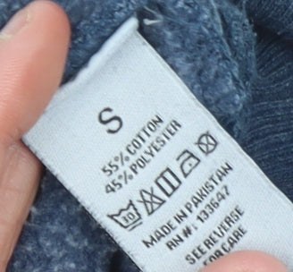 One Life Women's Blue Cropped Pullover Sweatshirt Size S