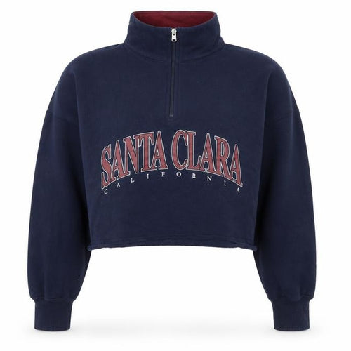 Hollister Women Navy Blue Santa Clara 1/4 Zip Pullover Sweatshirt S