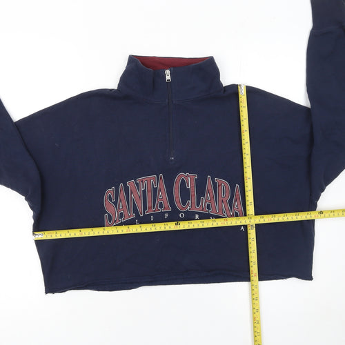 Hollister Women Navy Blue Santa Clara 1/4 Zip Pullover Sweatshirt S
