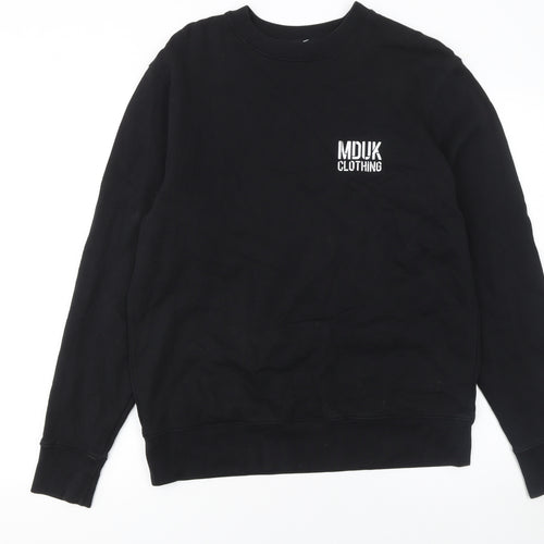 MDUK Clothing Men's Black Cotton Pullover Graphic Sweatshirt Size M