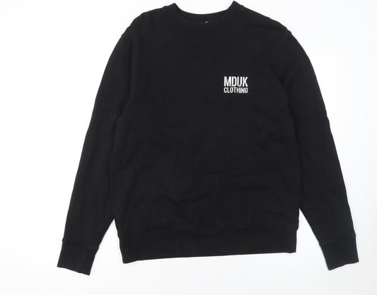 MDUK Clothing Men's Black Cotton Pullover Graphic Sweatshirt Size M