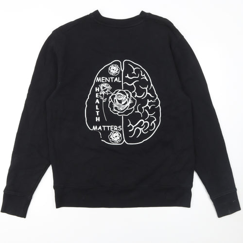 MDUK Clothing Men's Black Cotton Pullover Graphic Sweatshirt Size M